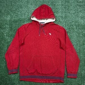 Vintage Y2k Abercrombie Fitch Hoodie Men's Size S Red Pullover Long Sleeve